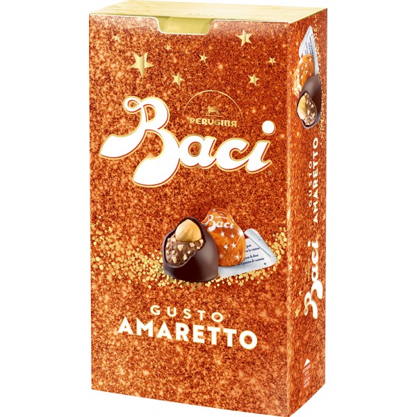 BACI PERUGINA gusto amaretto Cioccolatini Fondenti al gusto di biscotto amaretto, scatola 150 g