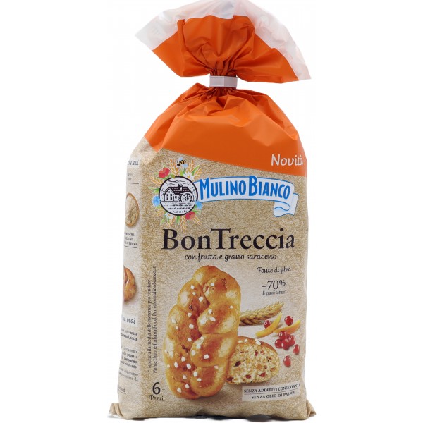Mulino Bianco BonTreccia Merenda con Frutta e Grano Saraceno Fonte di Fibra 6 pezzi 225g Mulino Bianco BonTreccia Merenda con Frutta e Grano Saraceno Fonte di Fibra 6 pezzi 225g