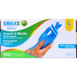 Smilex guanti nitrile skin blu tg.L pz.100
