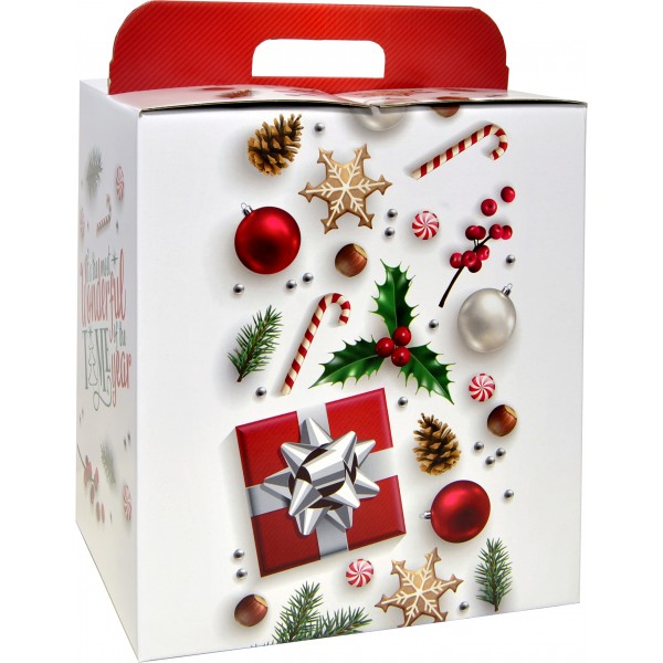 Scatola con maniglia bianco natale cm.28x20,5x34