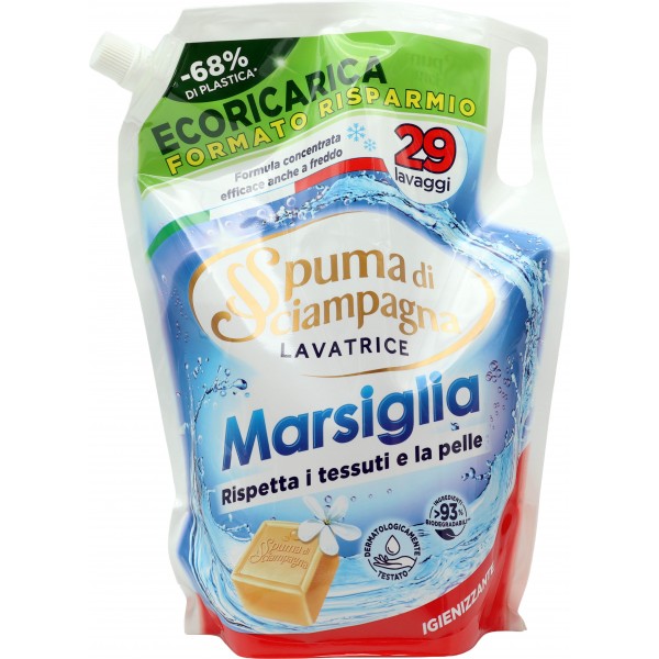 Spuma di Sciampagna Marsiglia Lavatrice Igienizzante Ecoricarica 1305 ml