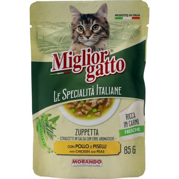 Migliorgatto Le Specialità Italiane Zuppetta con Pollo e Piselli 85 Gr.