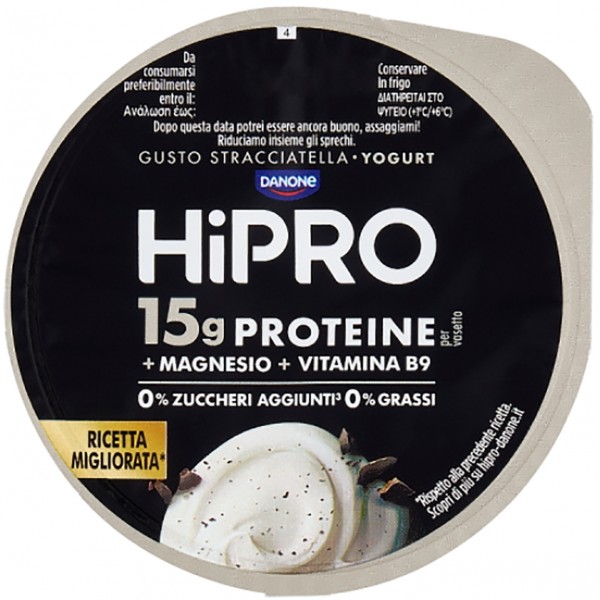 HiPRO Yogurt,15g Proteine,0% Grassi,Stracciatella,con Magnesio&Vit B9,basso in lattosio,160g