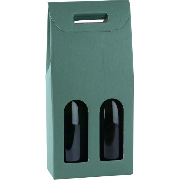 Scatola 2 bottiglie cm.18x9x38,5 fibra verde Scatola 2 bottiglie cm.18x9x38,5 fibra verde