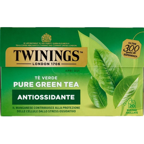 Twinings Pure Green Tea Tè Verde Antiossidante 20 filtri The 40 g Twinings Pure Green Tea Tè Verde Antiossidante 20 filtri The 40 g
