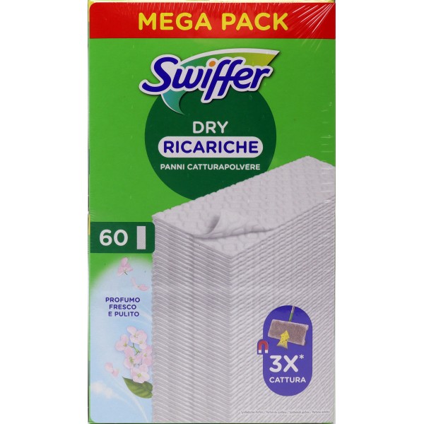 Swiffer Panni Catturapolvere per Scopa Swiffer Profumo Fresco e Pulito - Ricarica 60 Panni