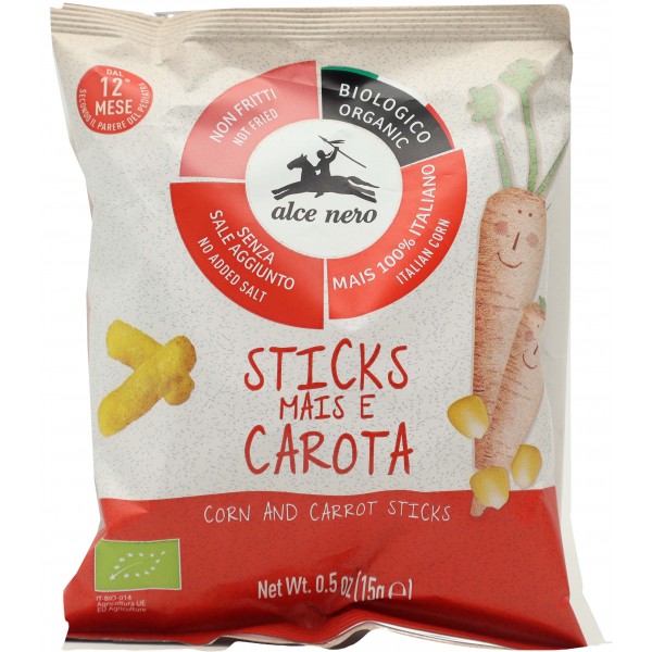 Alce nero Sticks Mais e Carota 15 g