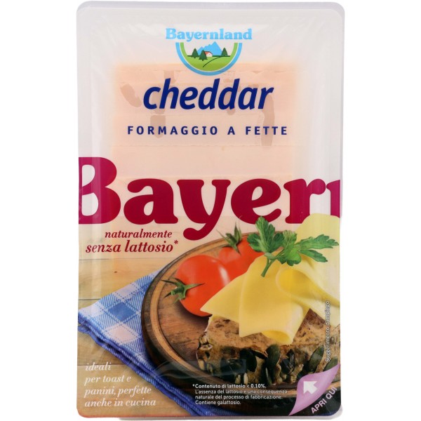 Bayernland cheddar fette senza lattosio gr.100 Bayernland cheddar fette senza lattosio gr.100