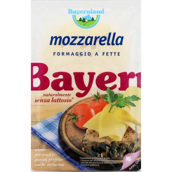 Bayernland mozzarella a fette senza lattosio gr.100 Bayernland mozzarella a fette senza lattosio gr.100