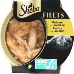Sheba Filets Cibo per gatti Umido Pollo e Salmone 60g