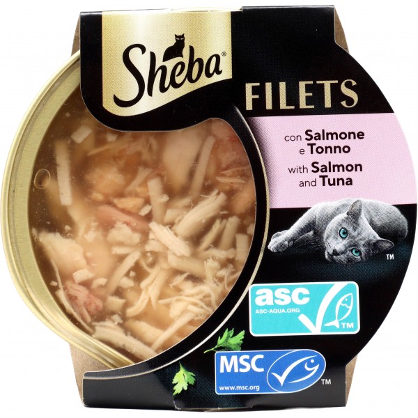 Sheba Filets Cibo per gatti Umido Salmone e Tonno 60g Sheba Filets Cibo per gatti Umido Salmone e Tonno 60g