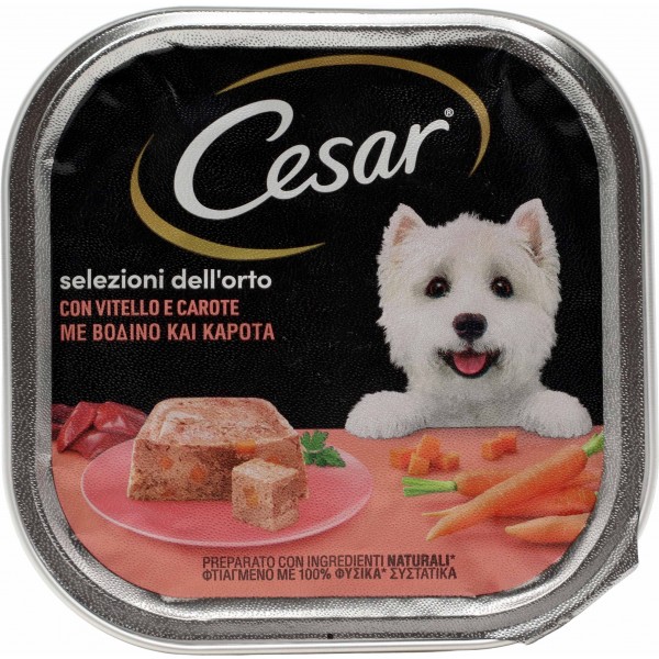 Cesar Selezione dell'Orto Cibo Umido Cane con Tenero Vitello e Carote dell'Orto 300 g Cesar Selezione dell'Orto Cibo Umido Cane con Tenero Vitello e Carote dell'Orto 300 g