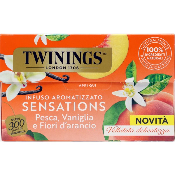 Twinings Pesca, Vaniglia, Fiori d'Arancio Infuso Sensations 20 filtri 40 g